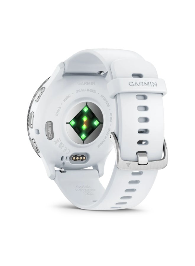 GARMIN - Venu 3 - 45 Mm - Up To 14 Days Of Battery Life - 1.4" Inch Amoled Display, Scratch Resistant, Corning Gorilla Glass 3, Heart Rate Monitor, Stress Tracking, Built In Sports App, Built In Microphone, Ios And Android Compatible Silver - Image 1