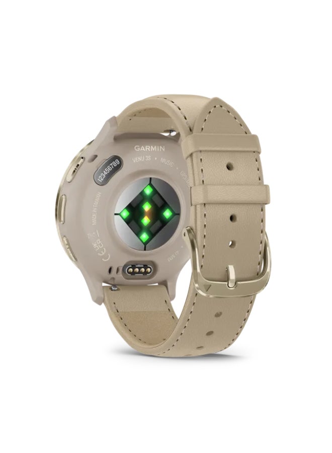 GARMIN - Venu 3S - 41 Mm - Up To 10 Days Of Battery Life - 1.2" Inch Amoled Display, Scratch Resistant, Corning® Gorilla® Glass 3, Heart Rate Monitor, Stress Tracking, Built In Sports App, Built In Microphone, Ios And Android Compatible Soft Gold - Image 1