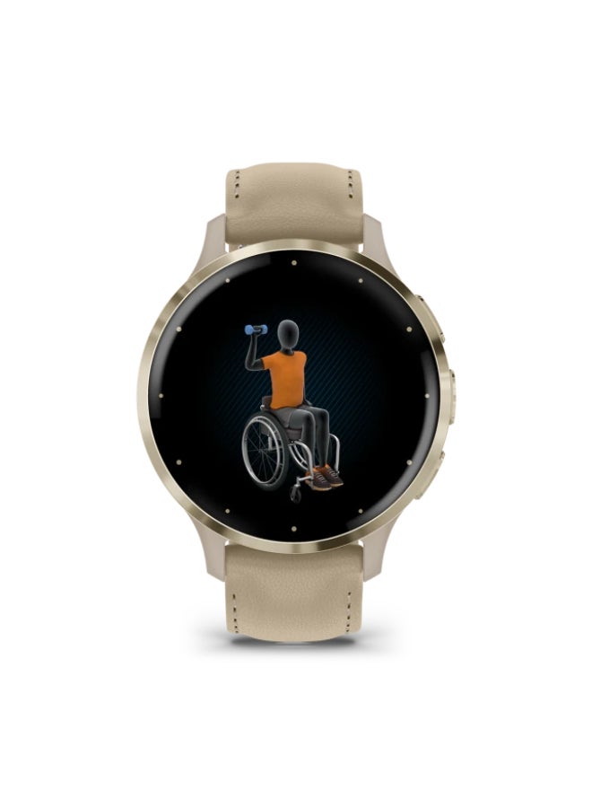 GARMIN - Venu 3S - 41 Mm - Up To 10 Days Of Battery Life - 1.2" Inch Amoled Display, Scratch Resistant, Corning® Gorilla® Glass 3, Heart Rate Monitor, Stress Tracking, Built In Sports App, Built In Microphone, Ios And Android Compatible Soft Gold - Image 1