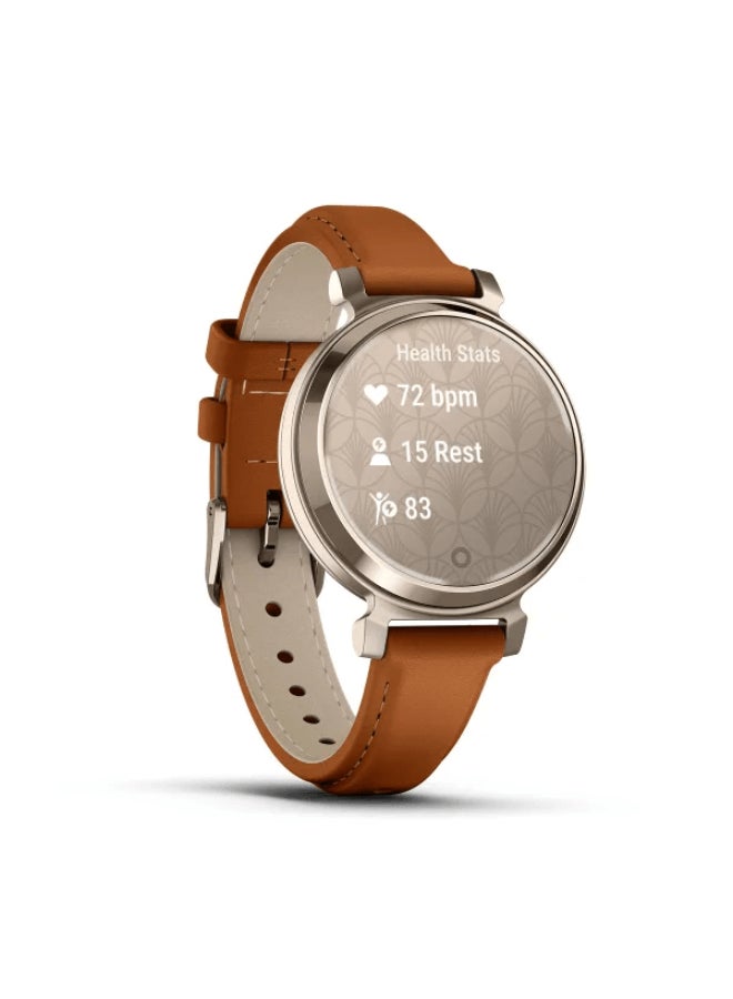 GARMIN - Lily 2 Classic - 35.4Mm - Up To 5 Days Of Battery Life - 0.84" Inch Lcd Display , Corning Gorilla Glass 3, Heart Rate Monitor, Stress Tracking, Smart Notification, Tap To Pay, Ios And Android Compatible Cream Gold - Image 1