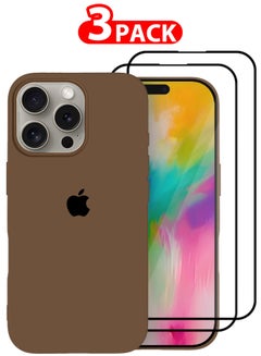 MARGOUN (for iPhone 16 Pro Max) 3 Pack Case and 2 Screen Protectors, Slim Silicone Case, Full Covered Anti Scratch Shockproof Protective Cover Desert Titanium  - Image 1