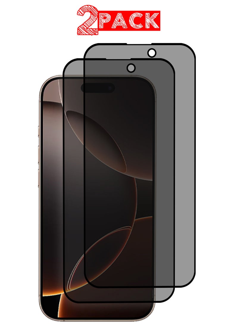 MARGOUN ( for iPhone 16 Pro Max ) 2 Pack, Privacy Screen Protector, Anti Spy Private Tempered Glass Film, Case Friendly 9H Hardness Screen Protector Black - Image 1