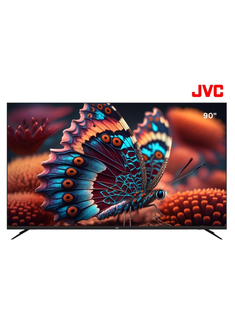 جي في سي - 90 Inch Edgeless 4K UHD QLED Official Google TV smart TV With Dolby Vision Atmos, Bluetooth Remote with Voice commands- 2024 model LT-90NQ7155 Black - Image 1
