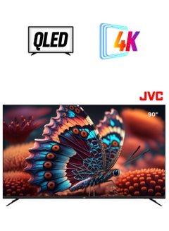 90 Inch Edgeless 4K UHD QLED Official Google TV smart TV With Dolby Vision Atmos, Bluetooth Remote with Voice commands- 2024 model LT-90NQ7155 Black