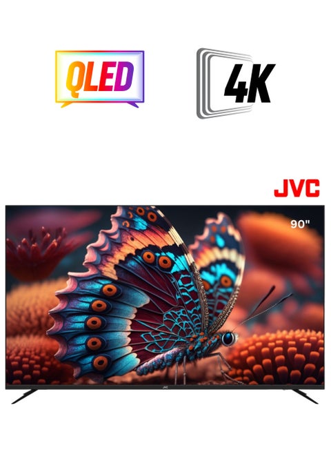 90 Inch Edgeless 4K UHD QLED Official Google TV smart TV With Dolby Vision Atmos, Bluetooth Remote with Voice commands- 2024 model LT-90NQ7155 Black