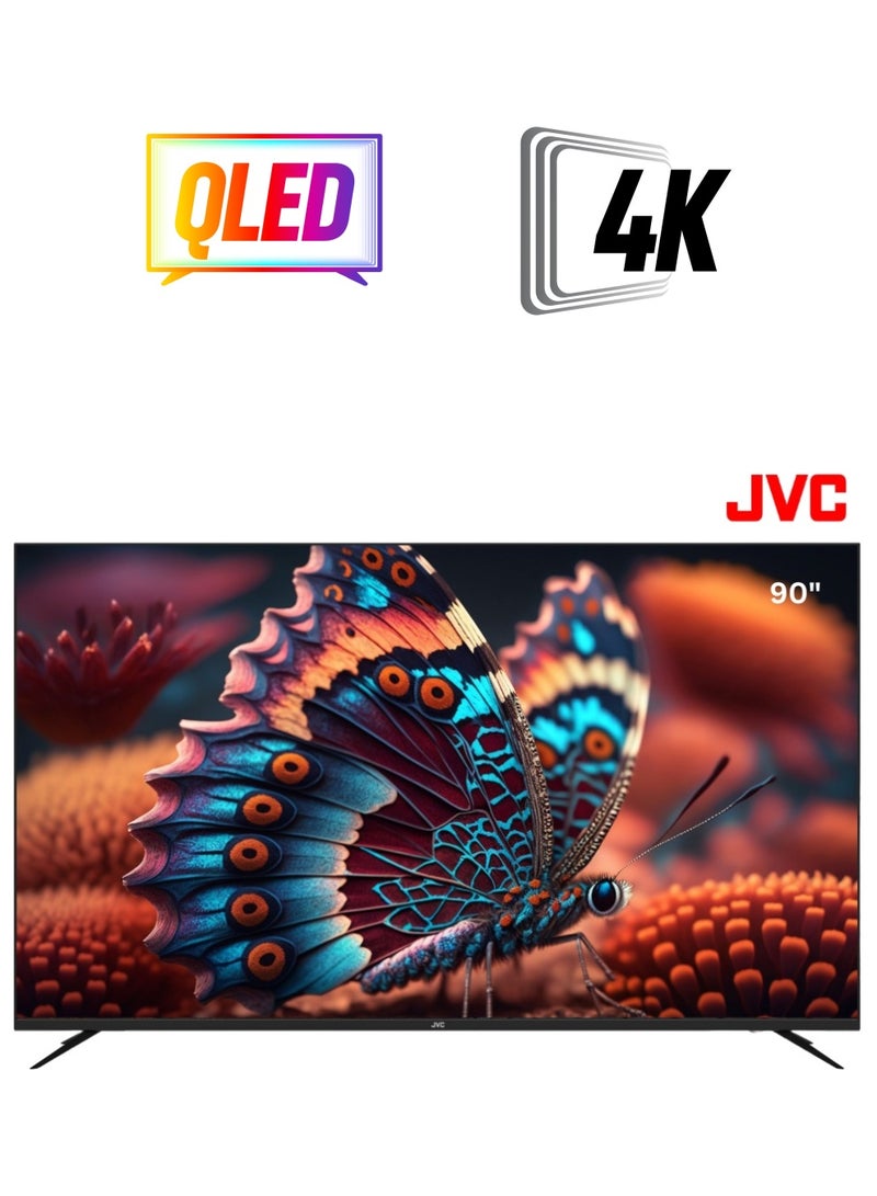 JVC 90 Inch Edgeless 4K UHD QLED Official Google TV smart TV With Dolby Vision Atmos, Bluetooth Remote with Voice commands- 2024 model LT-90NQ7155 Black  - Image 1
