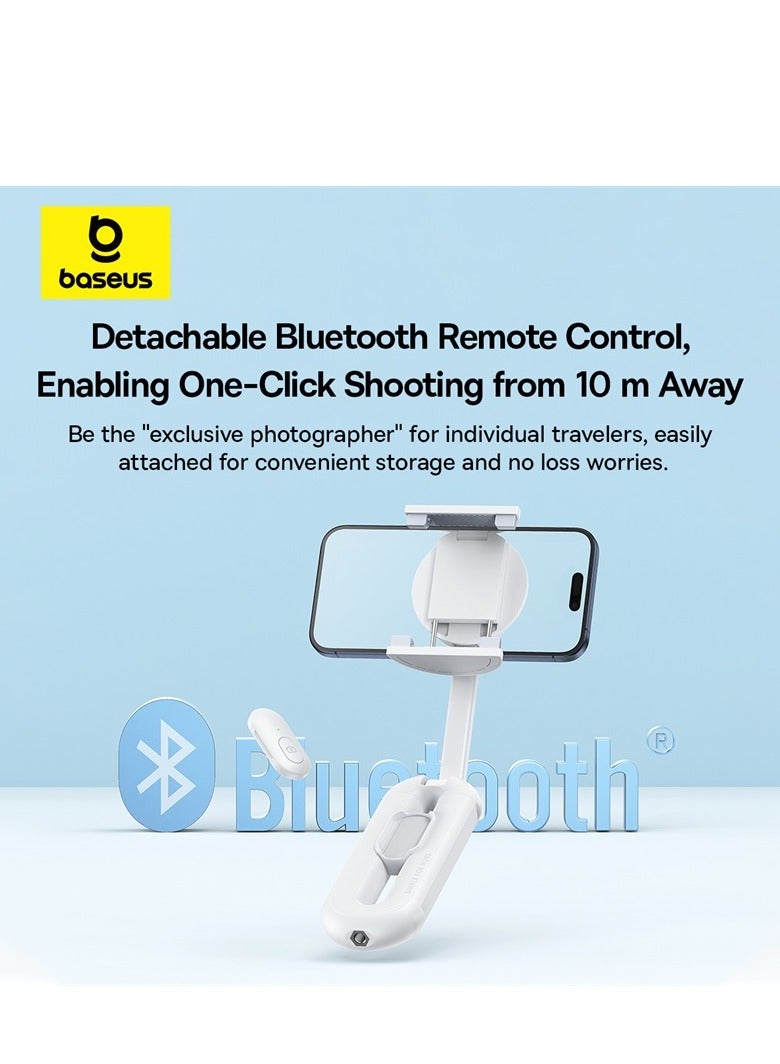 بيسوس - Dual-Support Magnetic Selfie Stick with Clip and Bluetooth Remote Control, Compatible with iPhone 16 Pro Max/Plus, iPhone 15 Series, Samsung S24/S23/S22, and Most Mobile Devices, Versatile, Compact, Adjustable, Perfect for Selfies and Group Shots White - Image 1