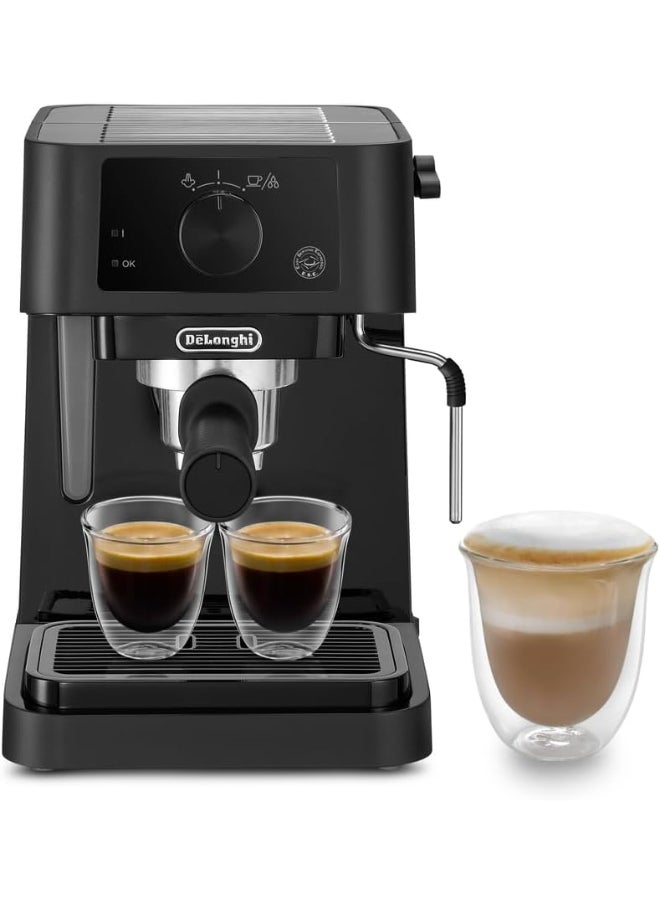 De'Longhi Stilosa Manual Espresso Maker, 15 Bar Pump, Built-to-Last Stainless-Steel Boiler, Manual Milk Frother 1 L 1100 W EC235.BK Black - Image 1