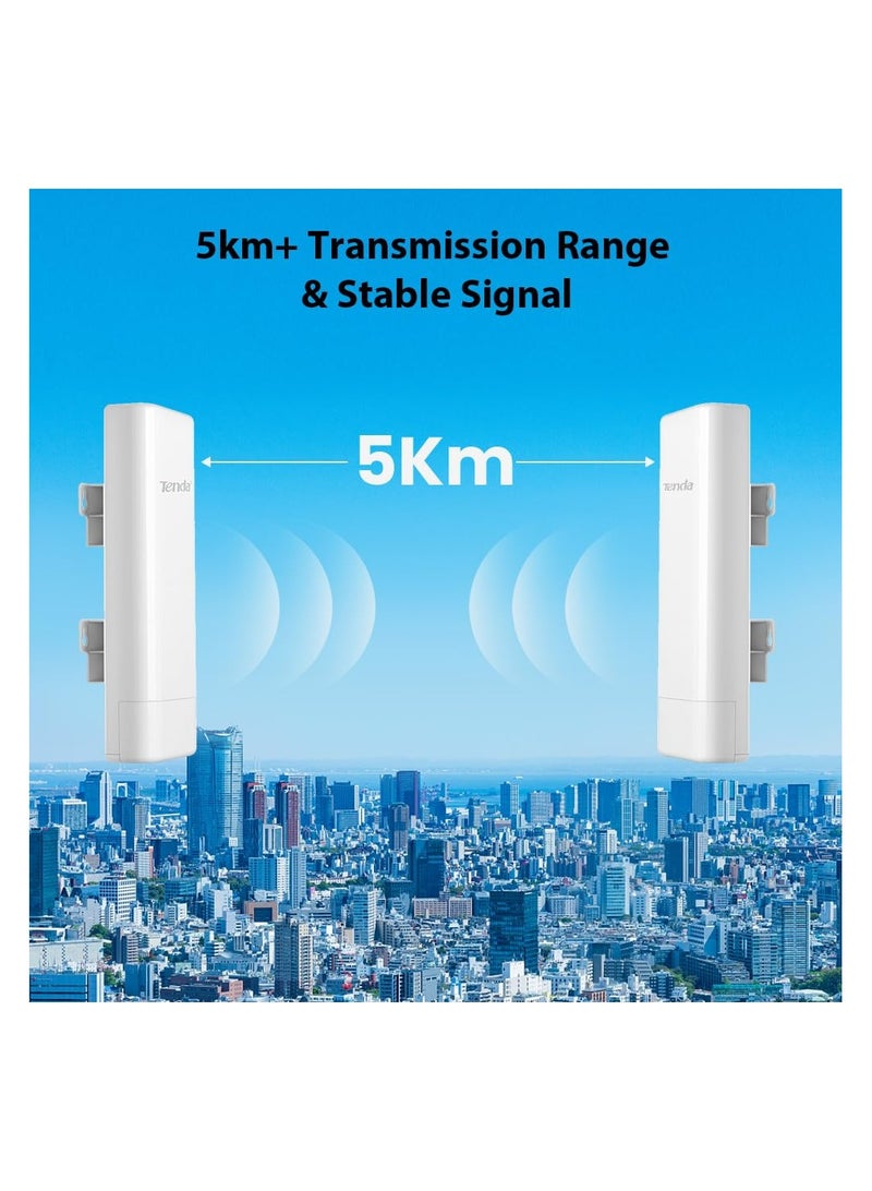 Tenda - O3 5km Point to Point Outdoor CPE Access Point Wi-Fi 2.4GHz 11N 150Mbps, 2 * 10 / 100Mbps Ethernet Port, Passive PoE, IP64 Waterproof Enclosure, 6000V Lightning Protection(O3 3Pcs) White O3 Pairs(3pcs) - Image 1