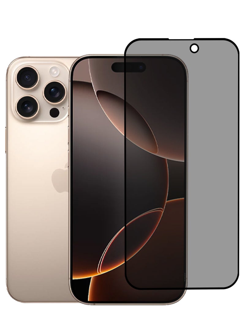 MARGOUN ( for iPhone 16  Pro ) Privacy Screen Protector, Anti Spy Private Tempered Glass Film, Case Friendly 9H Hardness Screen Protector Black  - Image 1