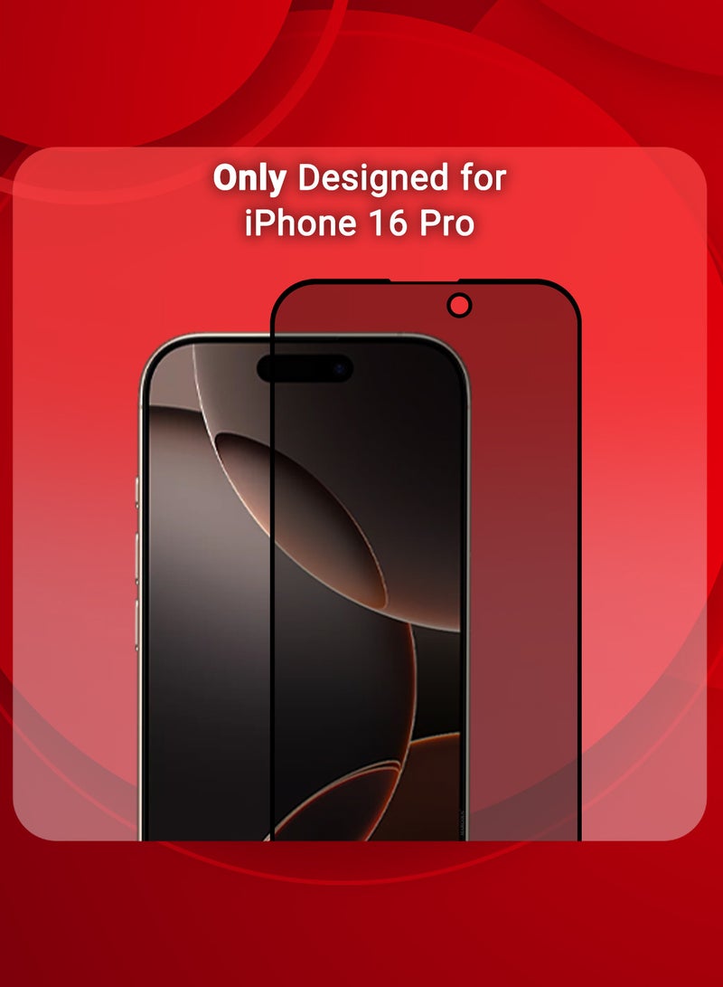 MARGOUN ( for iPhone 16  Pro ) Privacy Screen Protector, Anti Spy Private Tempered Glass Film, Case Friendly 9H Hardness Screen Protector Black  - Image 2