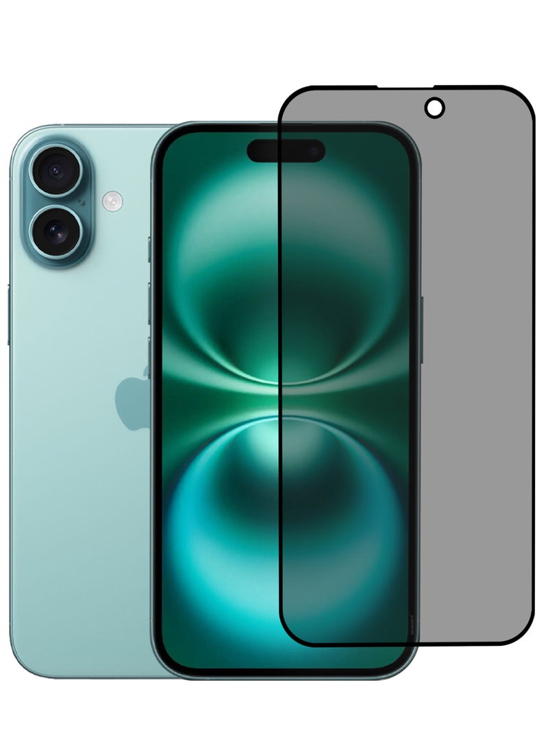 MARGOUN ( for iPhone 16 ) Privacy Screen Protector, Anti Spy Private Tempered Glass Film, Case Friendly 9H Hardness Screen Protector Black  - Image 1