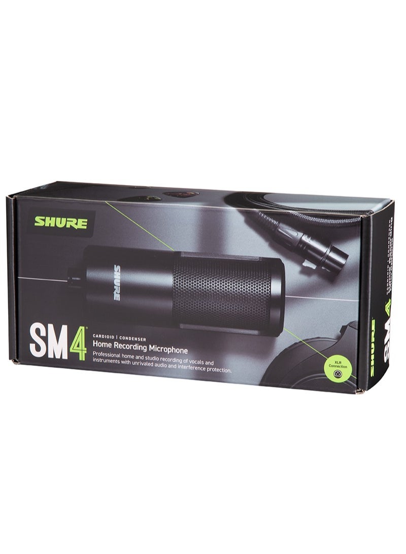 Shure - Studio Recording Microphone, XLR Home Studio Condenser Mic Optimized for Soft Vocals to Loud Instruments with Mix-Ready Audio - All-Metal Construction SM4-K Black - Image 1