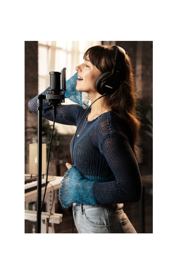 Shure - Studio Recording Microphone, XLR Home Studio Condenser Mic Optimized for Soft Vocals to Loud Instruments with Mix-Ready Audio - All-Metal Construction SM4-K Black - Image 1