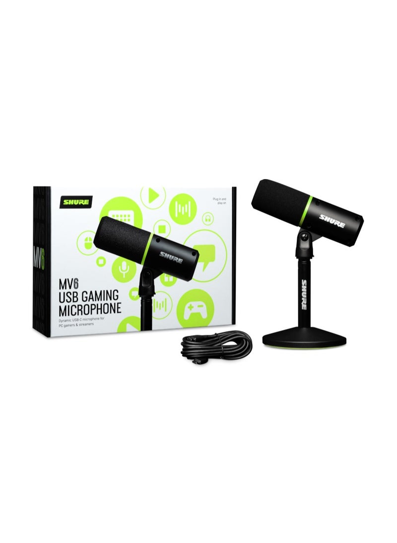 Shure - Gaming Microphone, Dynamic USB PC Mic for Gaming & Streaming - Desktop Stand, Background Noise Cancellation, Tap-to-Mute & 3.5mm Output for Real-Time Headphone Monitoring MV6 Black - Image 1