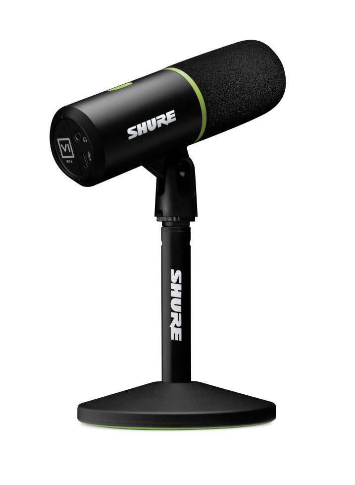 Shure - Gaming Microphone, Dynamic USB PC Mic for Gaming & Streaming - Desktop Stand, Background Noise Cancellation, Tap-to-Mute & 3.5mm Output for Real-Time Headphone Monitoring MV6 Black - Image 1