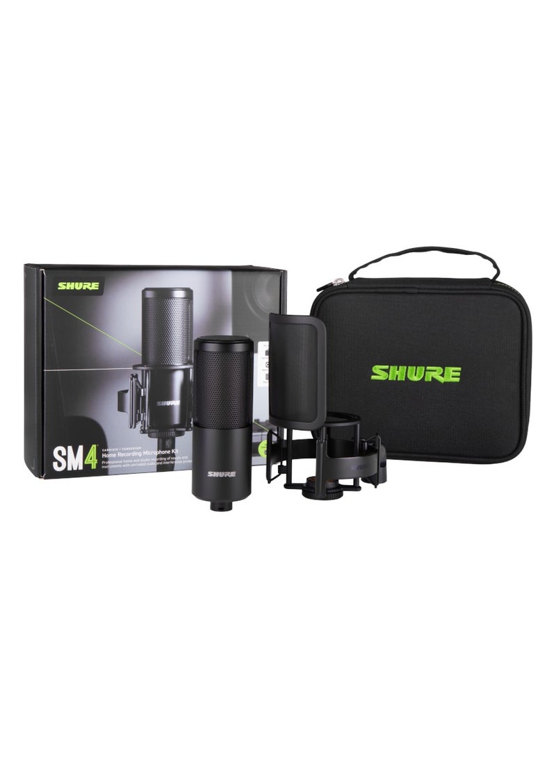 Shure - Studio Recording Microphone Kit, XLR Home Studio Condenser Mic with Mix-Ready Audio - All-Metal Construction, Includes Detachable Magnetic Pop Filter & Shock Mount SM4-K-KIT Black - Image 1