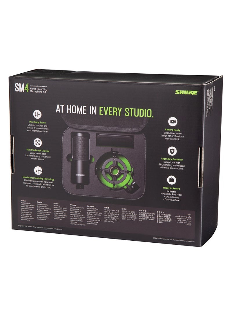 Shure - Studio Recording Microphone Kit, XLR Home Studio Condenser Mic with Mix-Ready Audio - All-Metal Construction, Includes Detachable Magnetic Pop Filter & Shock Mount SM4-K-KIT Black - Image 1