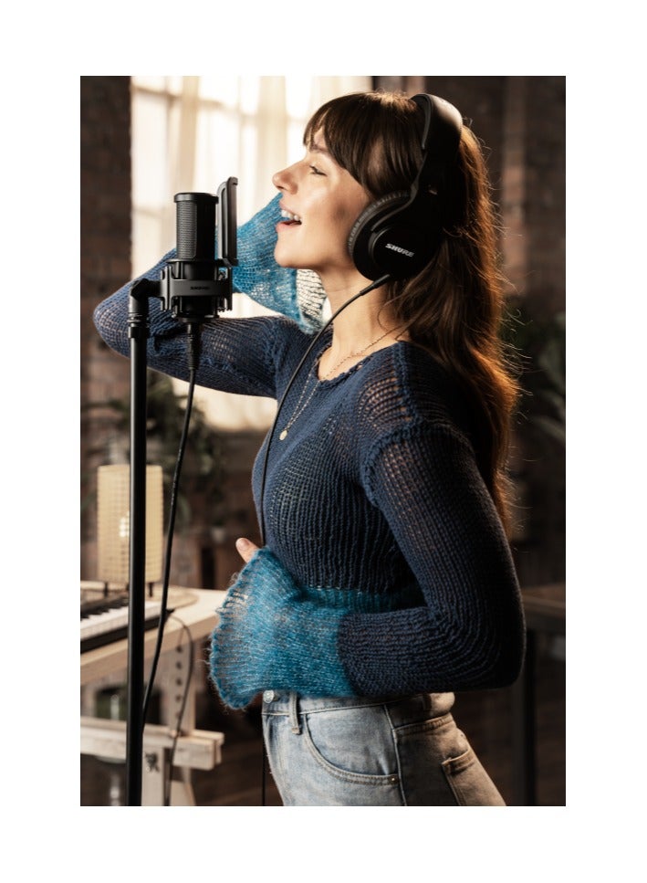 Shure - Studio Recording Microphone Kit, XLR Home Studio Condenser Mic with Mix-Ready Audio - All-Metal Construction, Includes Detachable Magnetic Pop Filter & Shock Mount SM4-K-KIT Black - Image 1