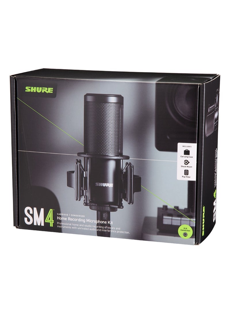 Shure - Studio Recording Microphone Kit, XLR Home Studio Condenser Mic with Mix-Ready Audio - All-Metal Construction, Includes Detachable Magnetic Pop Filter & Shock Mount SM4-K-KIT Black - Image 1