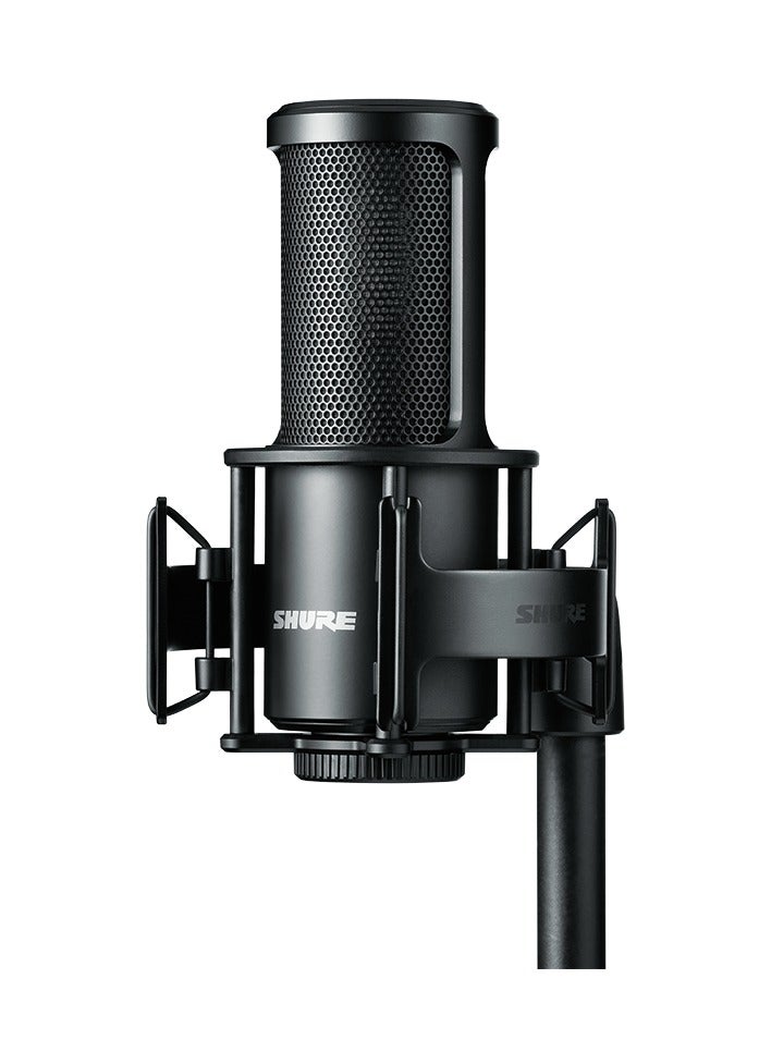 Shure - Studio Recording Microphone Kit, XLR Home Studio Condenser Mic with Mix-Ready Audio - All-Metal Construction, Includes Detachable Magnetic Pop Filter & Shock Mount SM4-K-KIT Black - Image 1