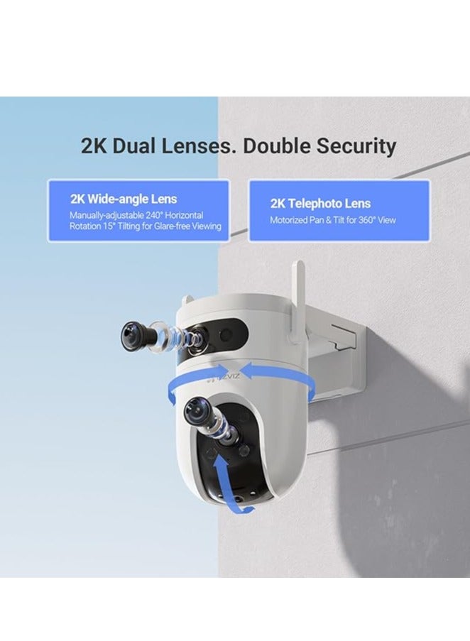 EZVIZ H9c Dual 3K Dual-Lens Pan & Tilt Wi-Fi Camera, 3K & 3K Dual Lenses, One-Tap Control For Linked View Change, AI-Powered Human / Vehicle Shape Detection, 8x Zoom, Color Night Vision, Two-Way Talk, H.265, Supports microSD Card (Up to 512 GB) | CS-H9c-R100-8G55WKFL - Image 2