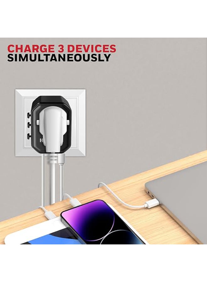 هوني ويل Universal Travel Adapter 12W 3In1 Fast Charging Universal Socket Typec Usba Worldwide Wall Charger For Eu Us Uk And Cn/Aus Perfect For All Devices 3Yr Manufacturer Warranty Black Black  - Image 4