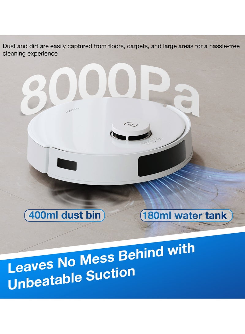 ecovacs 【Upgrade N10 Robotic Vacuum Cleaner, 8000Pa Strongest Suction Robot Cleaner, Anti-Hair Tangle, Deep Sweeping and Mopping, 6400mAh Battery 400 ml 45 W Deebot N20 PRO White  - Image 2