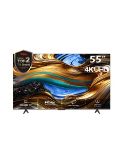 TCL Television 55 Inch Smart TV, Google TV, 4K UHD, 60Hz MEMC, 120Hz VRR, DLG 120Hz, Dolby Vision Atmos, HDR10+, DTS Virtual X, Wide Color Gamut, Slim & Unibody Brushed Titanium (2024) 55P755 Black  - Image 1