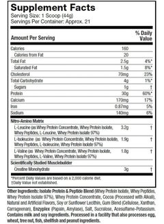 ماسل تيك NitroTech Whey Protein Ultimate Muscle Building Formula Increase strength & Performance Milk Chocolate 4Lbs  - Image 4