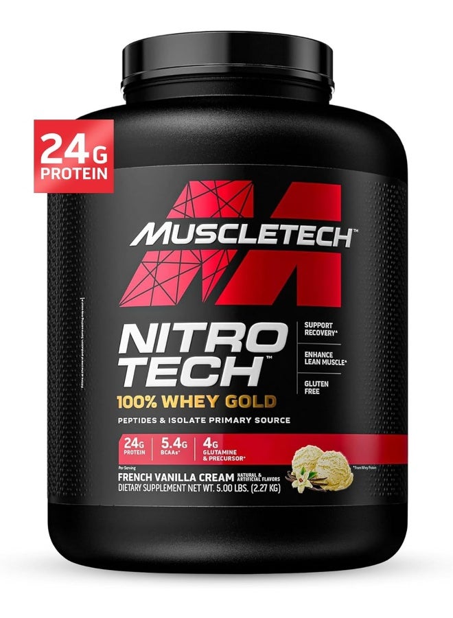 MuscleTech Whey Protein Powder Nitro-Tech Vanilla Protein Powder 5 Lbs 69 Serv-Package Varies - Image 1