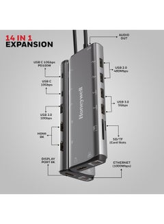 Honeywell New Launch 14-in-1 Type C Dock with Dual 8K HDMI& DP, Ethernet Port, USB 3.2, 3.0 & 2.0, 2xType C 3.2, 3.5 mm Audio Port, SD & MicroSD Slot, for All Devices like Windows/MacBook Grey  - Image 2