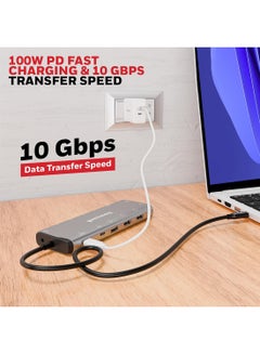 Honeywell New Launch 14-in-1 Type C Dock with Dual 8K HDMI& DP, Ethernet Port, USB 3.2, 3.0 & 2.0, 2xType C 3.2, 3.5 mm Audio Port, SD & MicroSD Slot, for All Devices like Windows/MacBook Grey  - Image 3