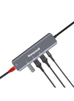 Honeywell New Launch 5-in-1 Type C Docking Station with 4K HDMI port, 3xUSB 3.0 port & Type C 3.0 PD 100W, for All Type C Devices- Windows/MacBook, On-The-Go Feature Grey  - Image 1