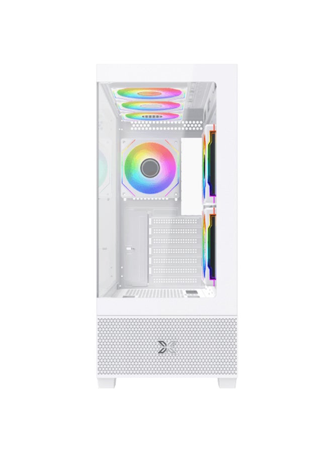 Xigmatek - Alphard Arctic E-ATX Tempered Glass Gaming Case, Mesh Top Panel, Superior Airflow & Ventilation Design, U3*1 & U2*2, Front & Left TG, 5Pcs G20A Arctic Reverse & 1Pc G20A Arctic, ARGB Remote Control Box | EN43833 White - Image 1