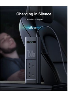 Baseus 150W Car Power Inverter DC 12/24V to 220V AC with 1 QC3.0 USB and 2 PD Type-C Ports for Charging Laptops, Smartphones, and Small Appliances with On/Off Switch and Smart LED Screen, Ideal for Cars, SUVs, and Trucks, Compact Charger Adapter for Travel Convenience 150W- Black  - Image 4