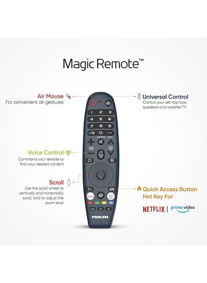 نيكاي تلفاز نيكاي 100 بوصة UHD LED WebOS الذكي سلسلة بلاتينيوم، جهاز التحكم السحري، تصميم شاشة السينما 4K Ultra HDR، صوت دولبي، تحكم صوتي ذكي، تطبيقات يوتيوب، نتفليكس، شاهد – NIK100MEU4STN1 - Image 3