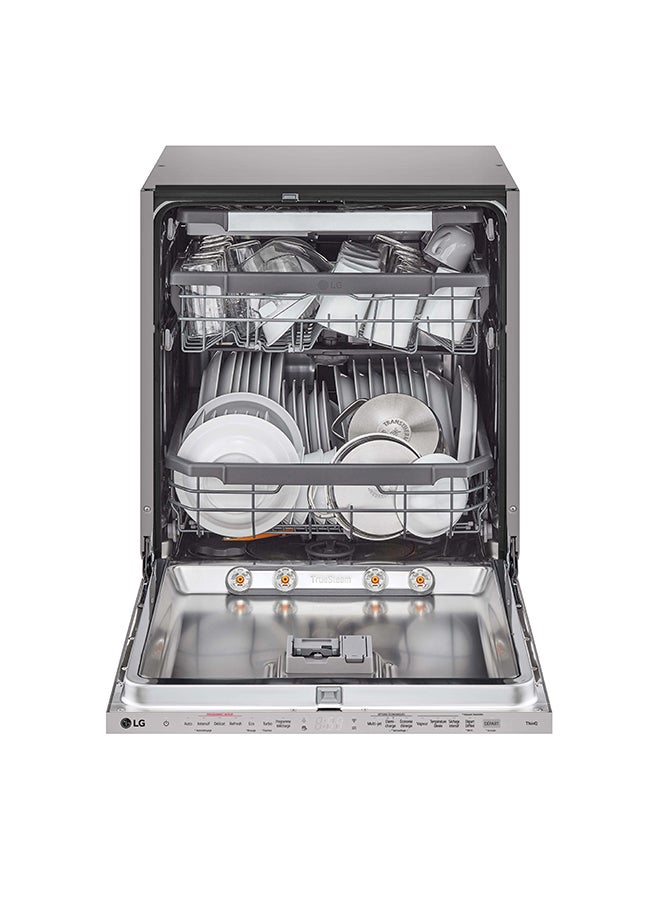 إل جي - BuiltIn Dishwasher 14 Place Setting Inverter Direct Drive Smart ThinQ WiFi Noble Steel 97 kW DBC435TSL Noble Steel - Image 1