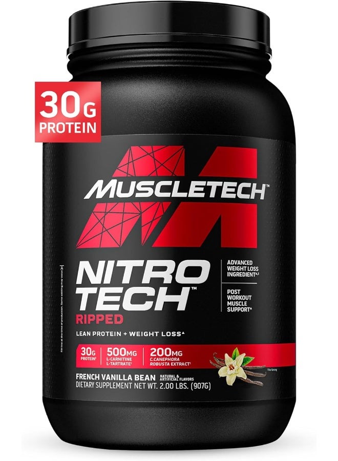 ماسل تيك Nitro Tech Ripped Protein Powder + Weight Loss French Vanilla Bean 2Lbs  - Image 1