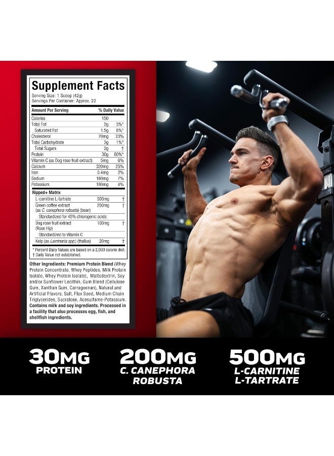 ماسل تيك Nitro Tech Ripped Protein Powder + Weight Loss French Vanilla Bean 2Lbs  - Image 4