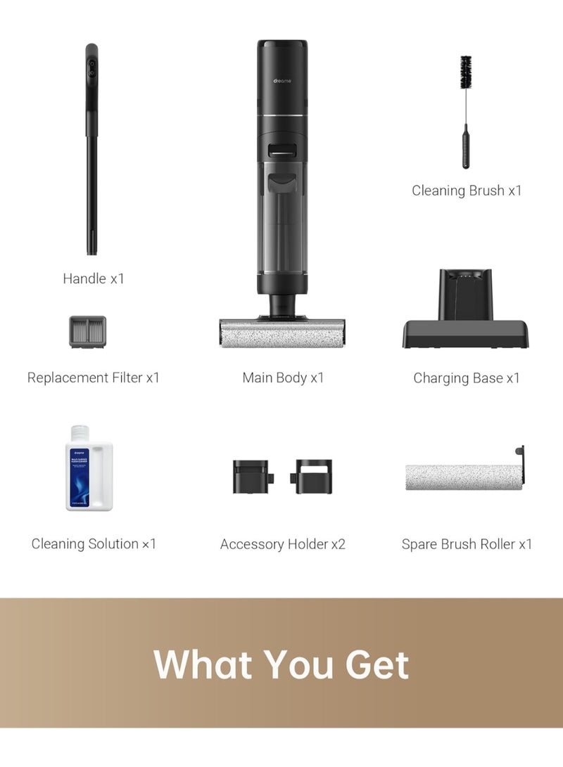 Dreame - Dreame H12 PRO Wet Dry Vacuum Cleaner, Dual-Edge Cleaning Smart Floor Cleaner Cordless Vacuum and Mop, One-Step Hot Air Dryingfor Hard Floors 900 ml 300 W H12-PRO Black - Image 1