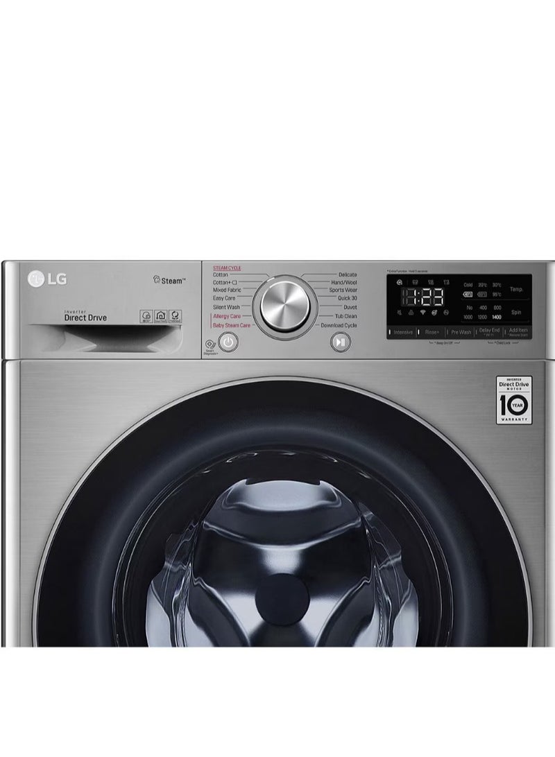 LG - Washing Machine Vivace  Front Load 8 kg AI DD Technology Steam Wi-Fi F4R5TYG2T Silver - Image 1