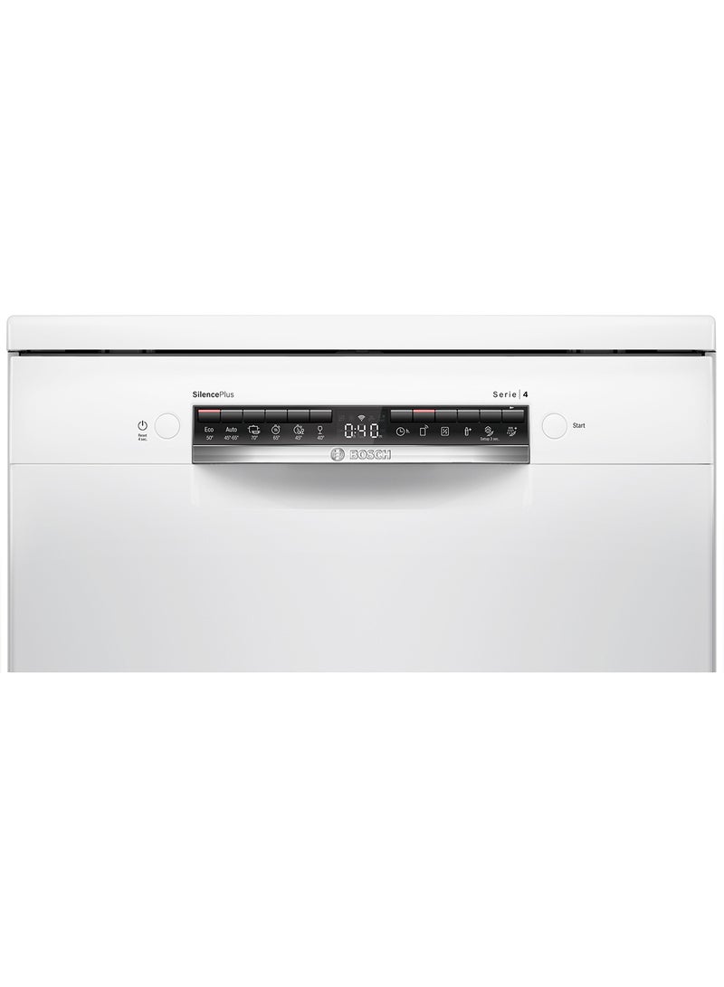 BOSCH Series 4, Free-Standing Dishwasher 60 cm, 14 Place Settings, Home Connect Remote Monitoring And Control SMS4HMW65M White  - Image 2