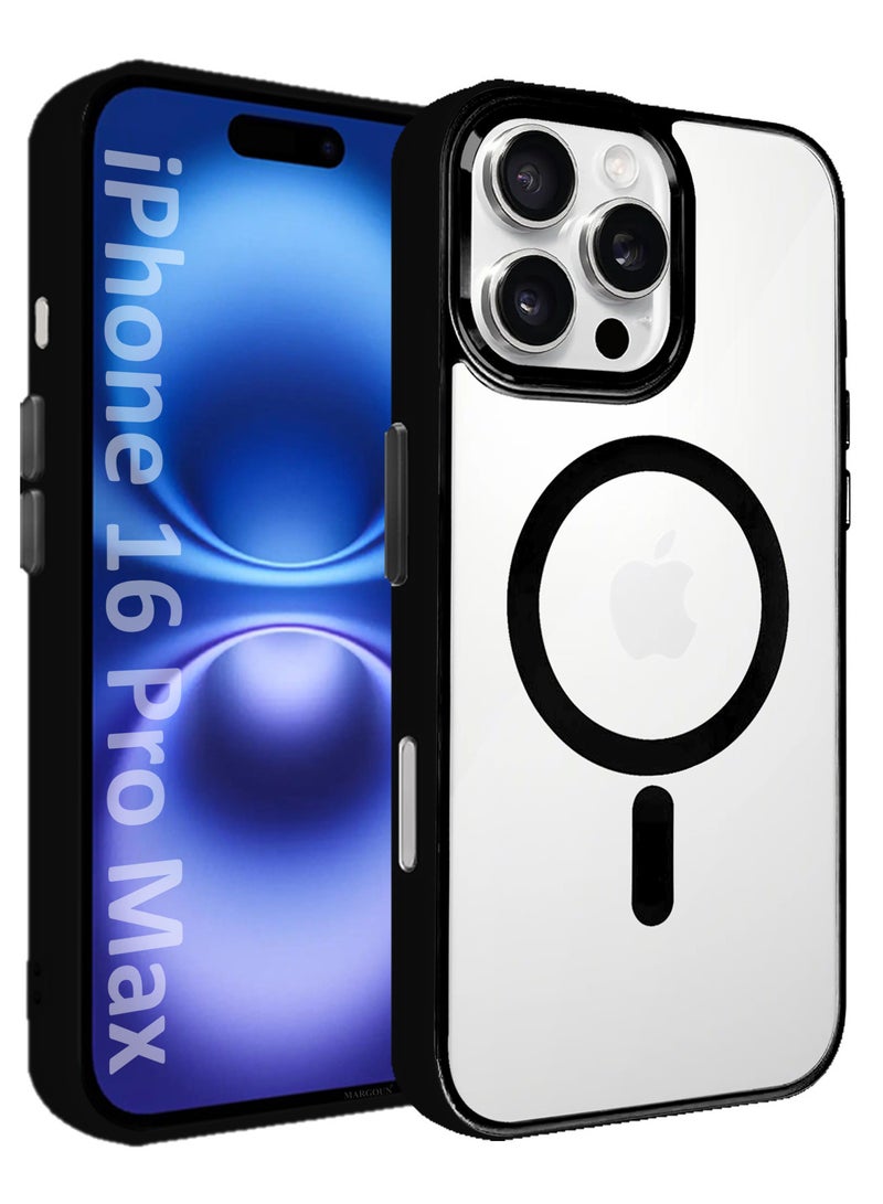 MARGOUN ( for iPhone 16 Pro Max ) Clear Case Compatible with MagSafe Military-Grade Protection Classic Cover Black - Image 1
