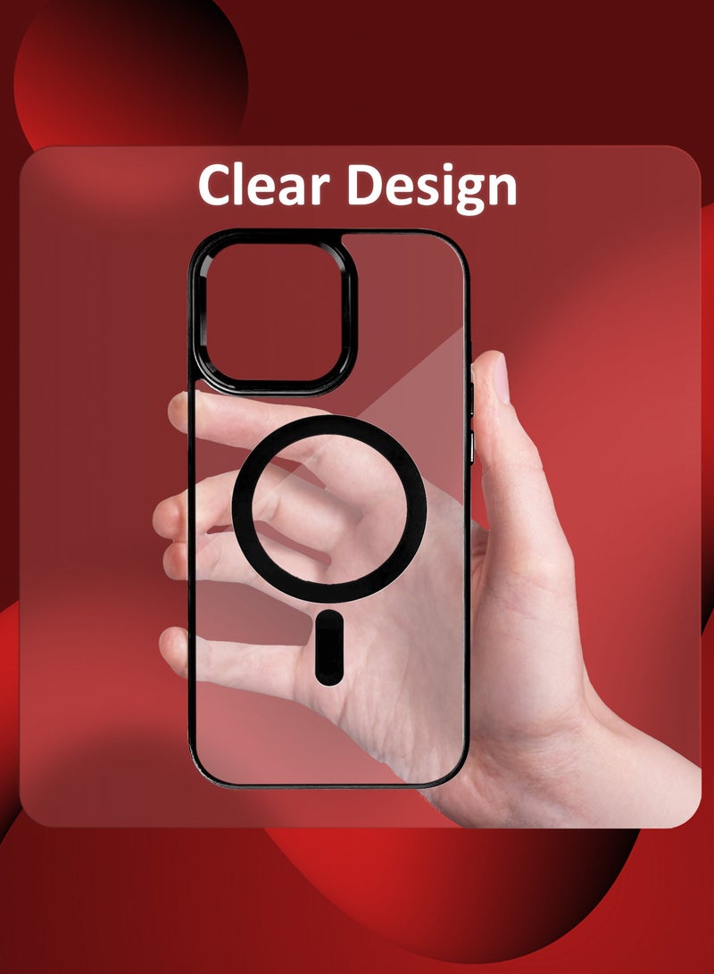MARGOUN ( for iPhone 16 Pro Max ) Clear Case Compatible with MagSafe Military-Grade Protection Classic Cover Black - Image 5