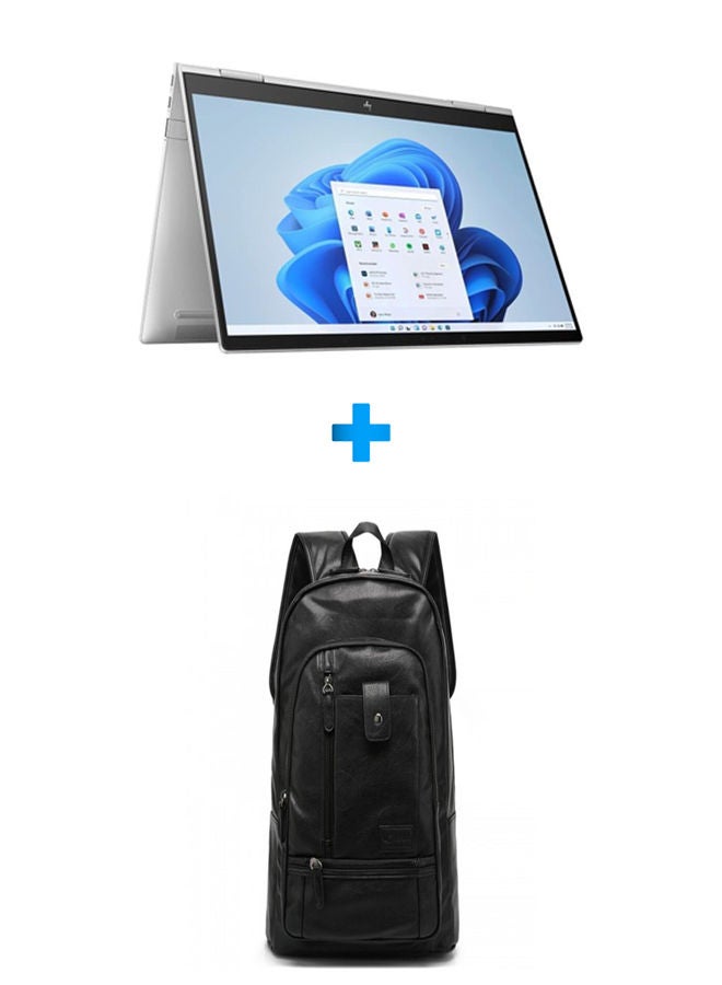 Envy X360 13 Laptop With 13.3 Inch FHD /Core I7-1250U /8 GB Ram /512 GB SSD /2 GB Intel Iris Xe /Windows 11 Home/ English Silver With Casual Leather Laptop Backpack Black English Silver