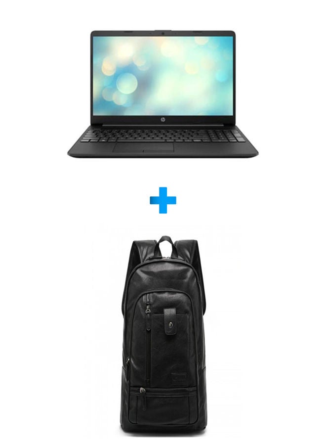 15-Dw3170Nia Laptop With 15.6 Inch FHD /Core I7-1165G7 /8 GB Ram /512 GB SSD/ Geforce Mx450 /Free Dos English/Arabic Jet Black With Casual Leather Laptop Backpack Black English/Arabic Jet Black