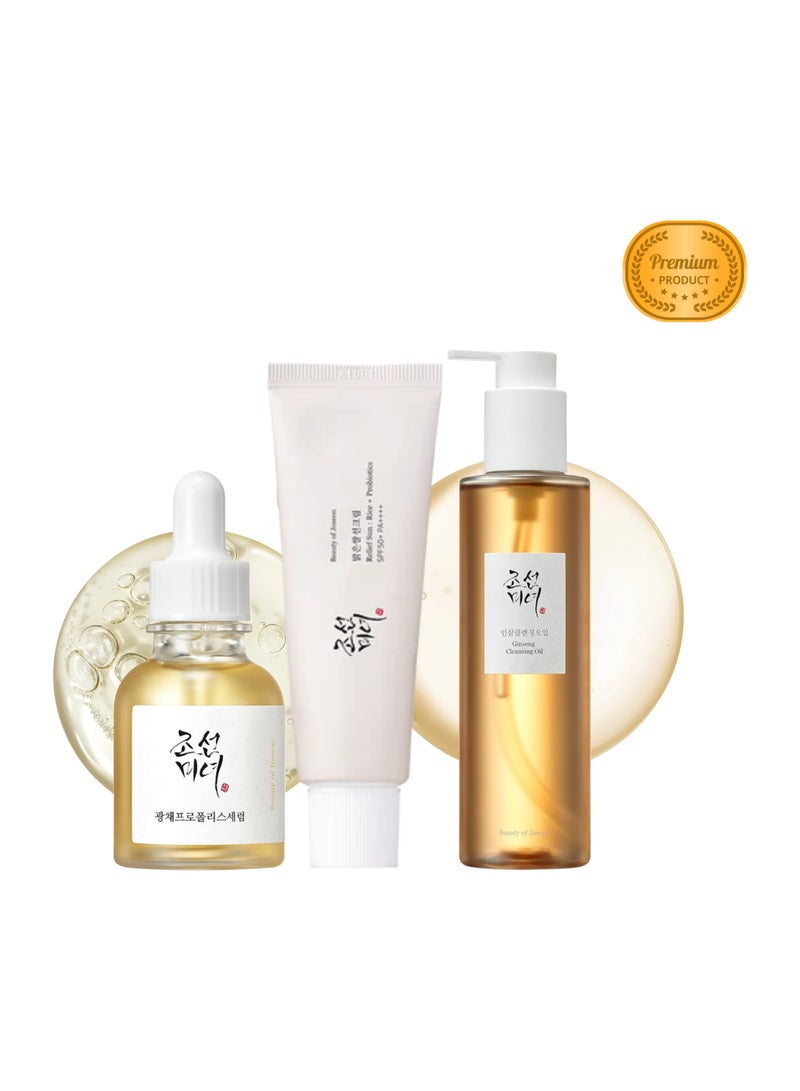 Beauty of Joseon Best Seller of Beauty of Joseon - Relief Sun Rice + Probiotics, Glow Serum Propolis+Niacinamide, Ginseng Cleansing Oil, with Facial Massage Roller (50ml+30ml+210ml) 290ml - Image 2