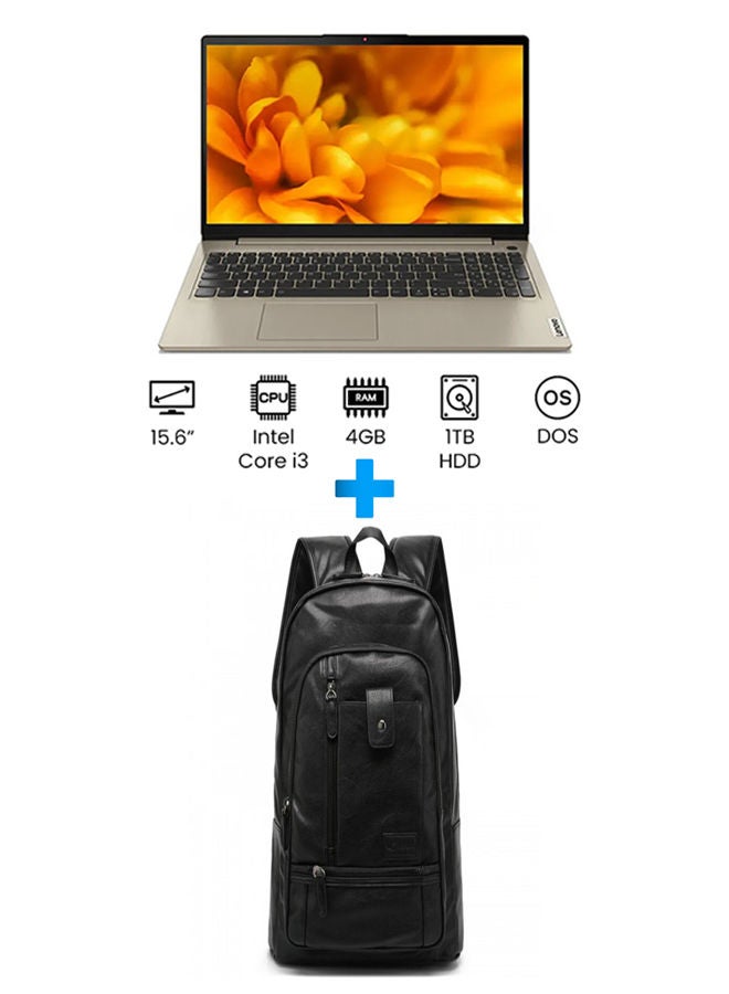 Lenovo Ideapad 3-1 Laptop With 15.6 Inch FHD /Core I3-1115G4 /4 GB Ram /1 Tb SSD/ Intel UHD 600 /Free Dos English/Arabic Sand With Casual Leather Laptop Backpack Black English/Arabic Sand  - Image 1