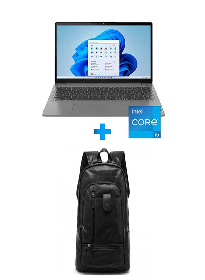 Ideapad 3-2 Laptop With 15.6 Inch FHD /Core I5-1135G7 /8 GB Ram/ 1 Tb HDD /2 GB Geforce Mx350 /Free Dos /English/Arabic Sand With Casual Leather Laptop Backpack Black English/Arabic Sand